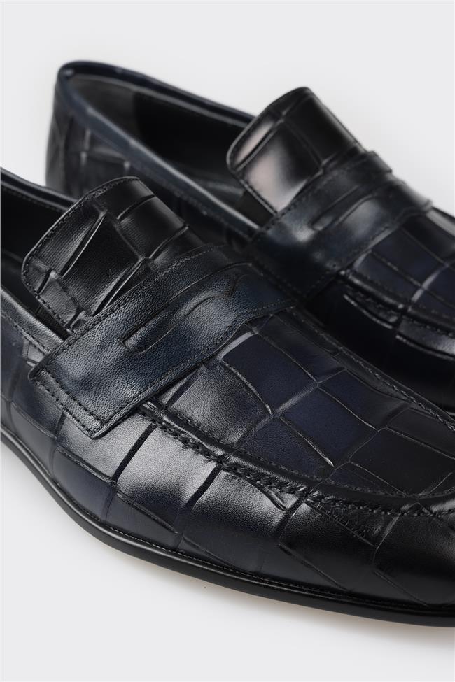 Lacivert Deri Erkek Loafer