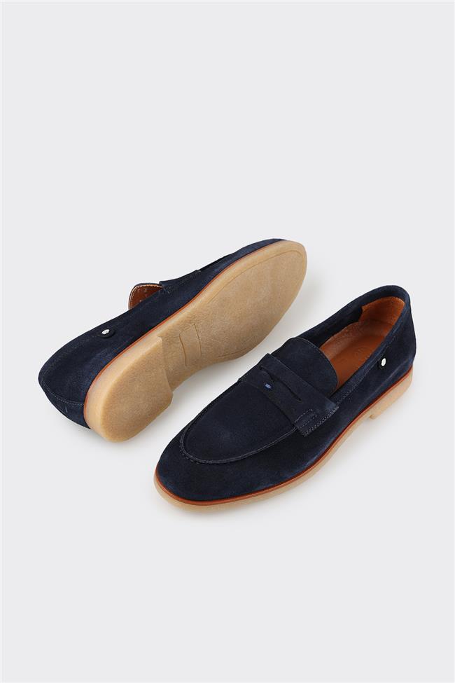 Lacivert Deri Erkek Loafer