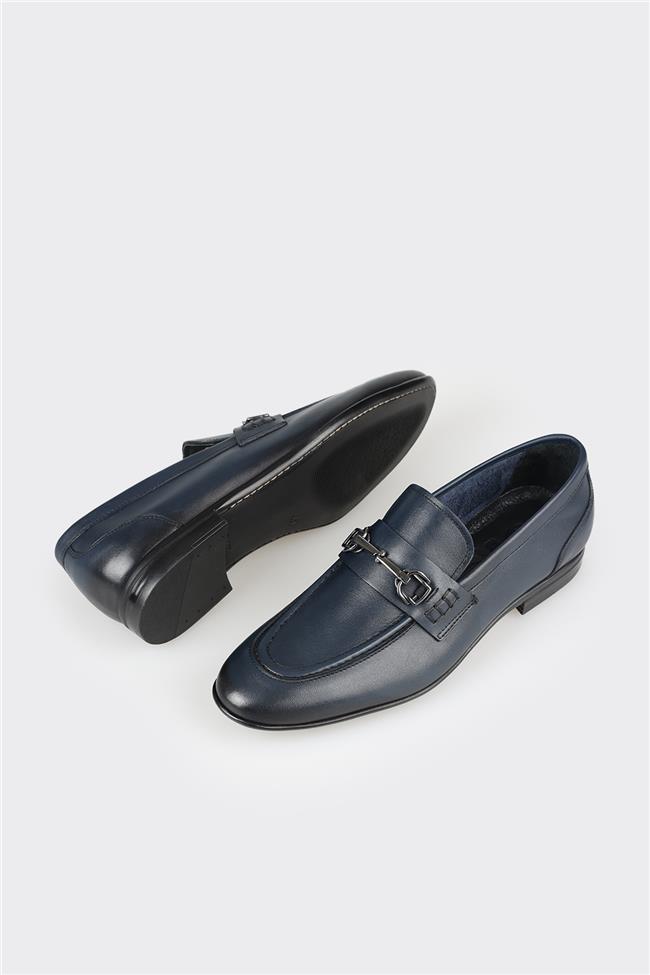 Lacivert Deri Erkek Loafer