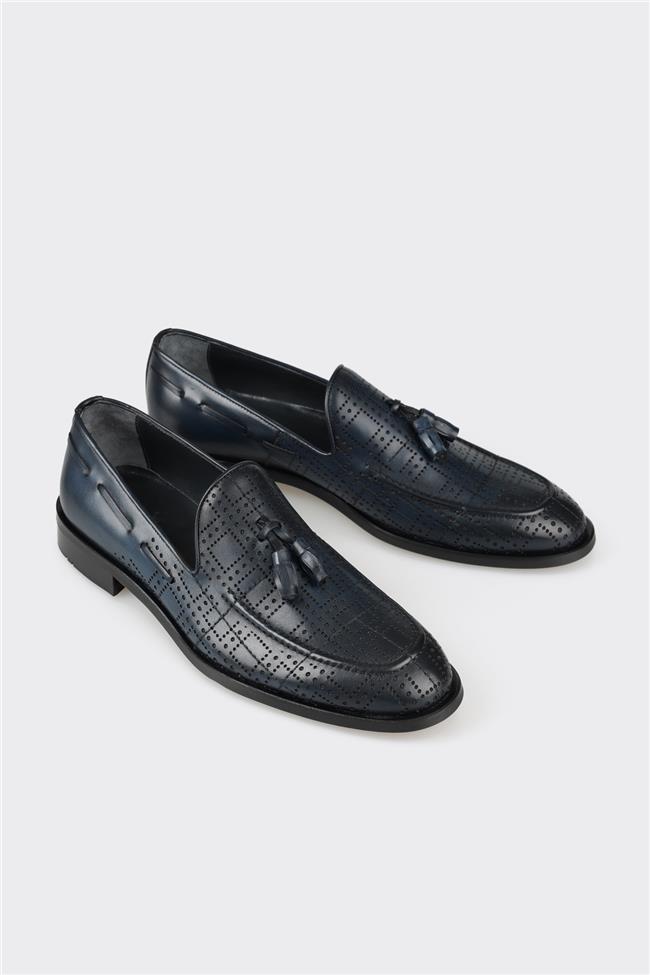 Lacivert Deri Erkek Loafer