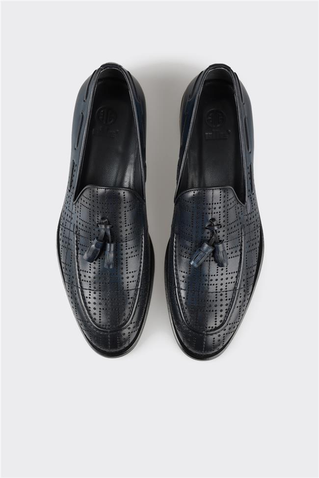 Lacivert Deri Erkek Loafer