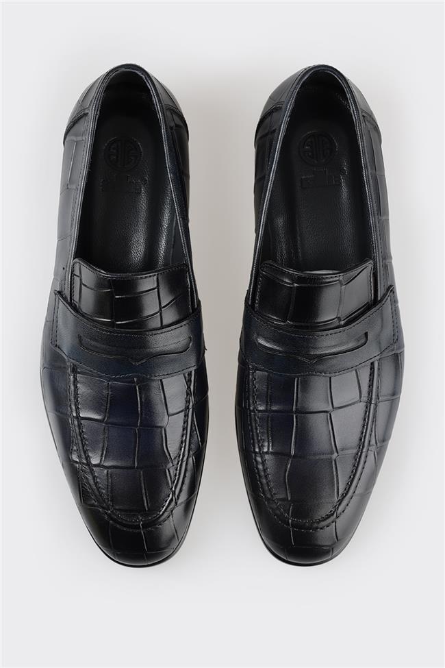 Lacivert Deri Erkek Loafer