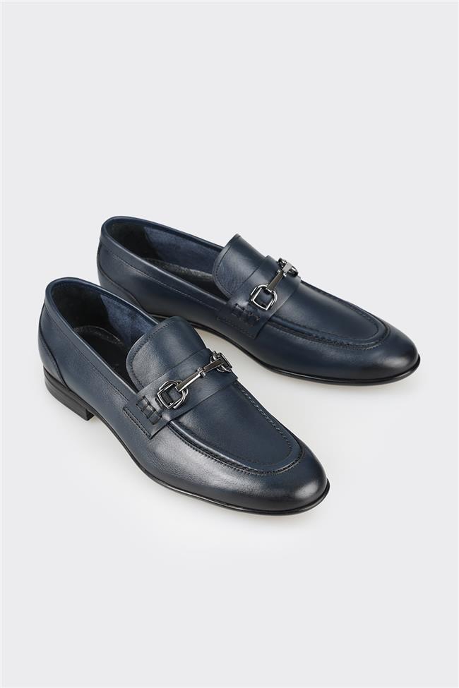 Lacivert Deri Erkek Loafer