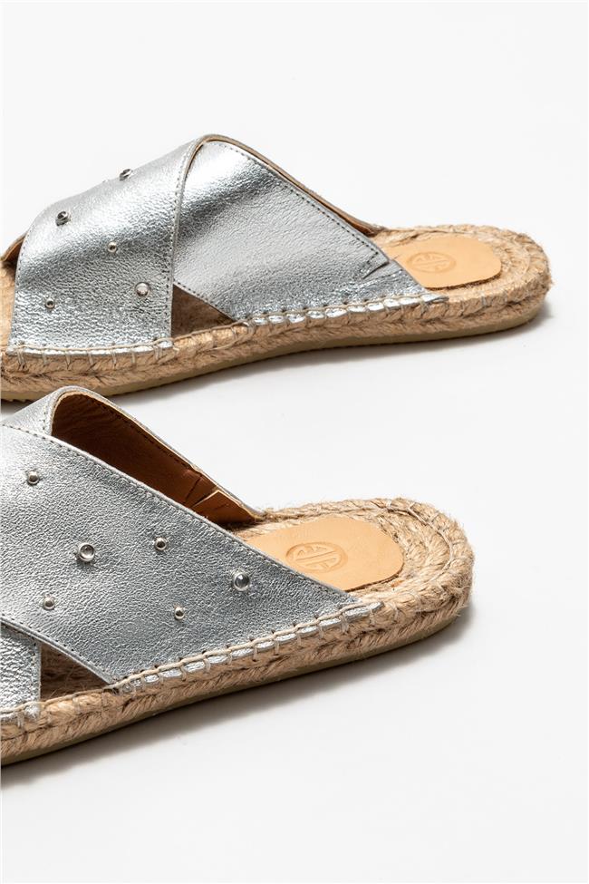 Lame Deri Kadın Espadril