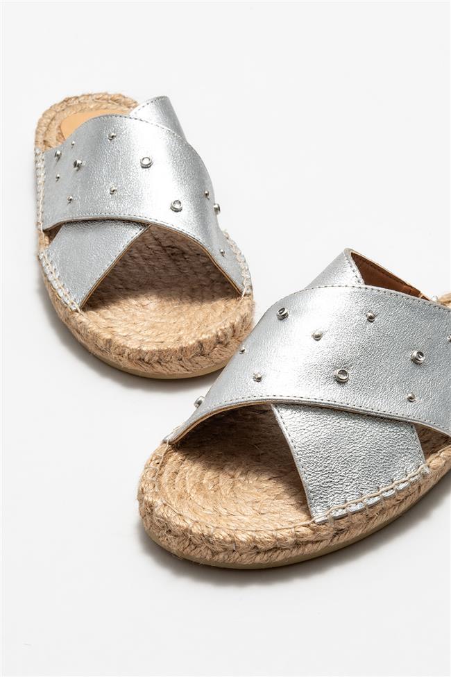 Lame Deri Kadın Espadril
