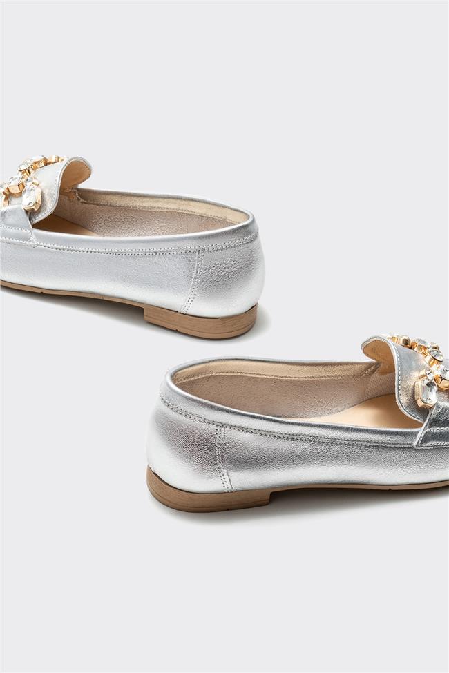 Lame Deri Kadın Loafer