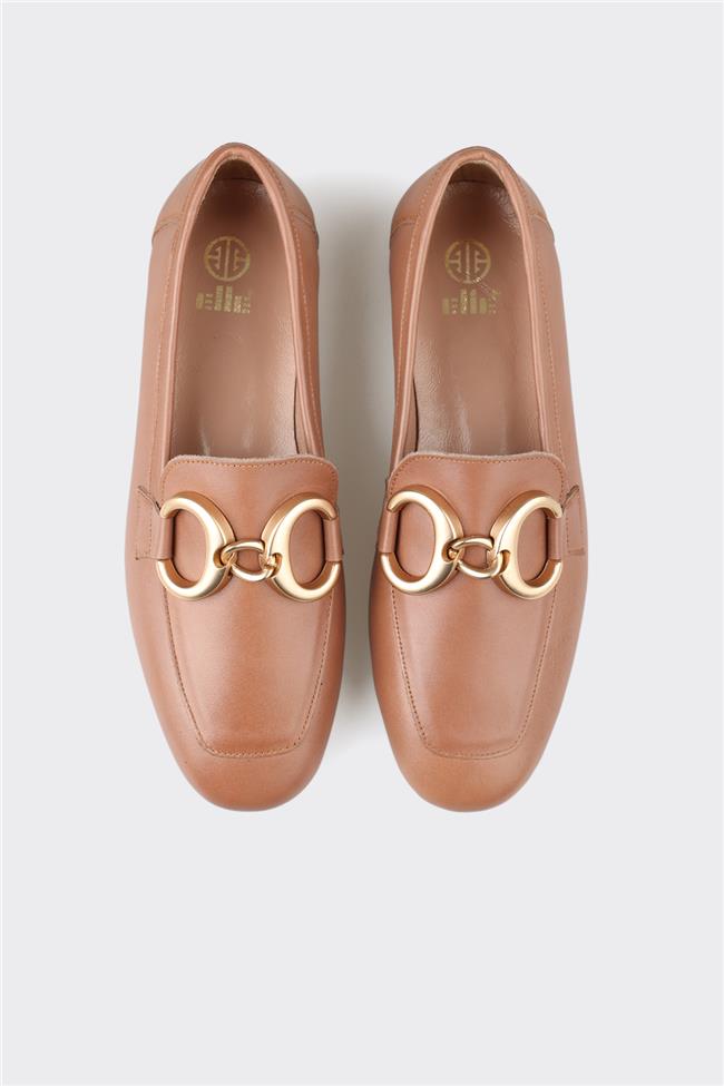 Naturel Deri Kadın Loafer