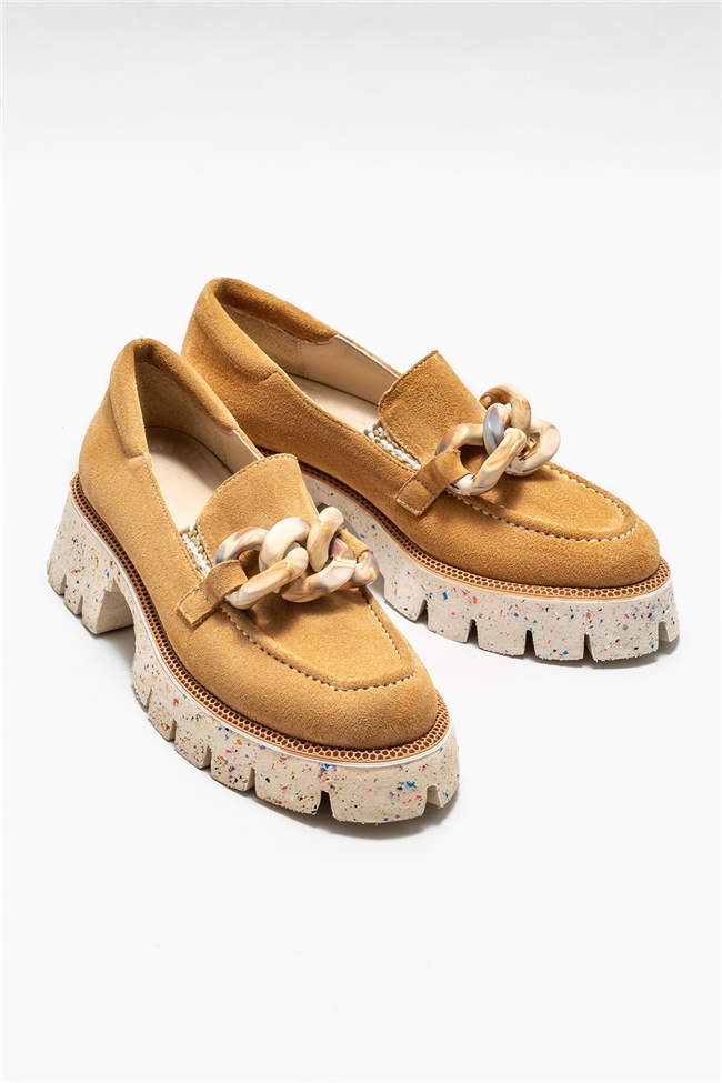 Naturel Deri Kadın Loafer