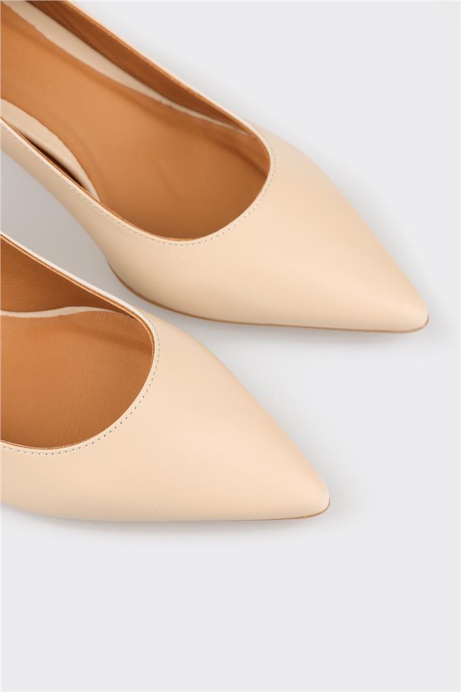 Naturel Deri Kadın Stiletto