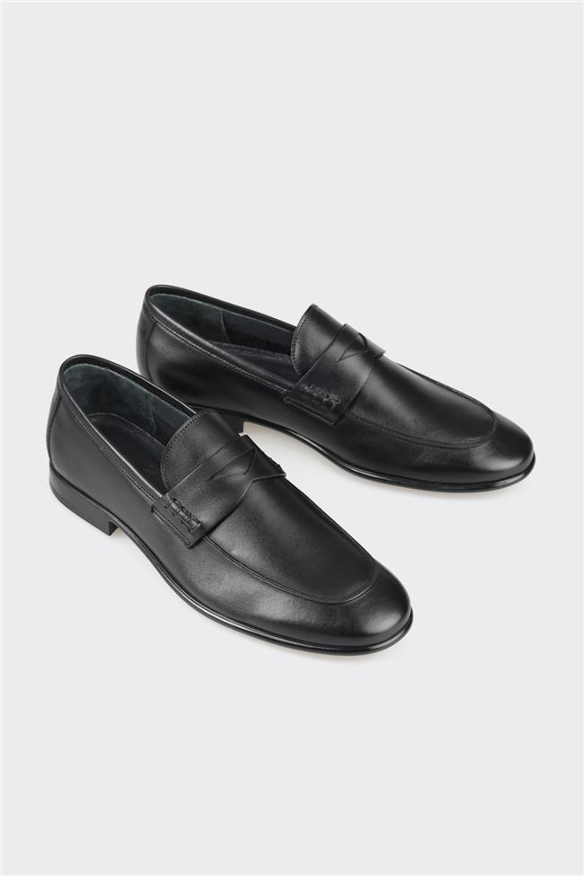 Siyah Deri Erkek Loafer