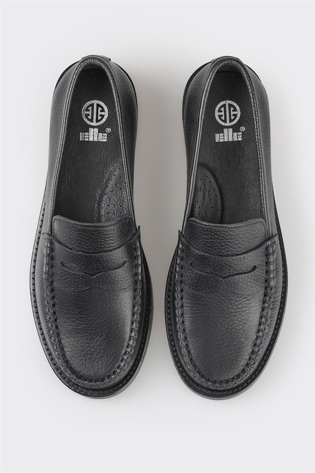 Siyah Deri Kadın Loafer