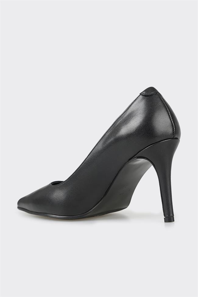 Siyah Deri Kadın Stiletto