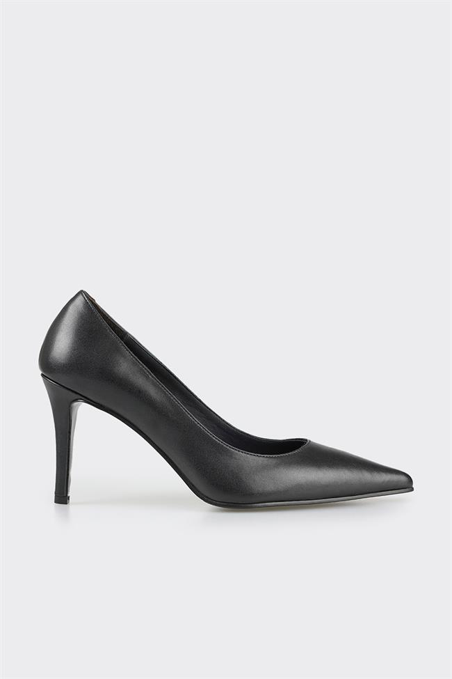 Siyah Deri Kadın Stiletto
