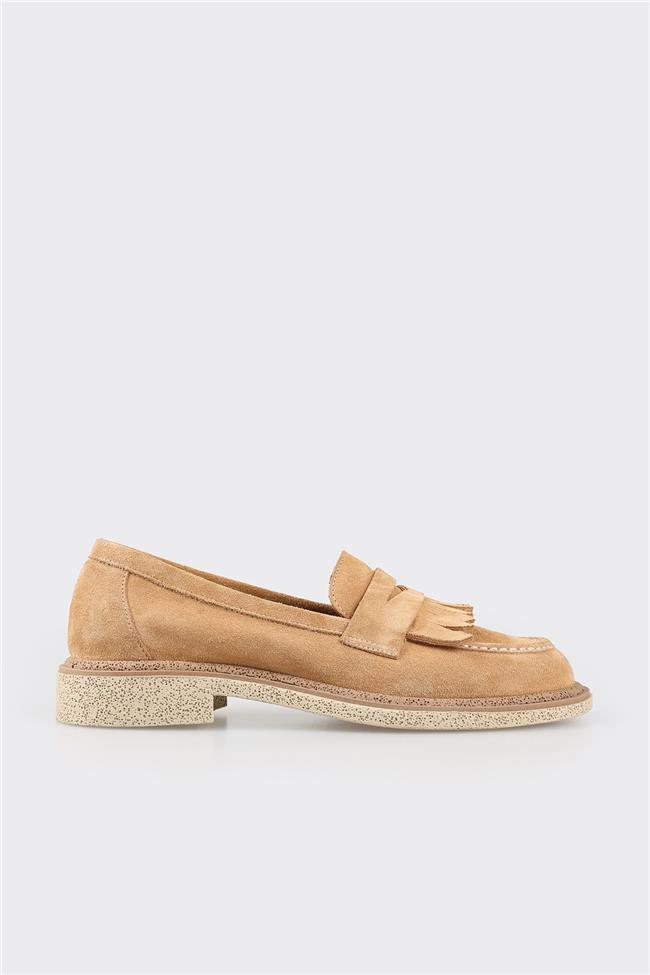 Camel Deri Kadın Loafer