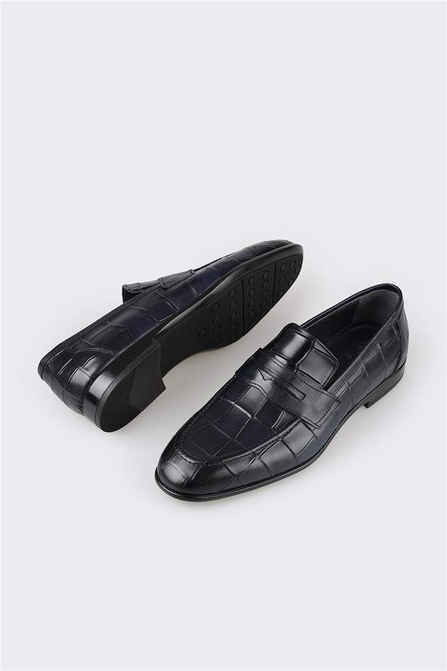 Lacivert Deri Erkek Loafer