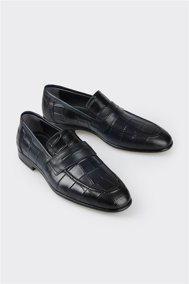 Lacivert Deri Erkek Loafer