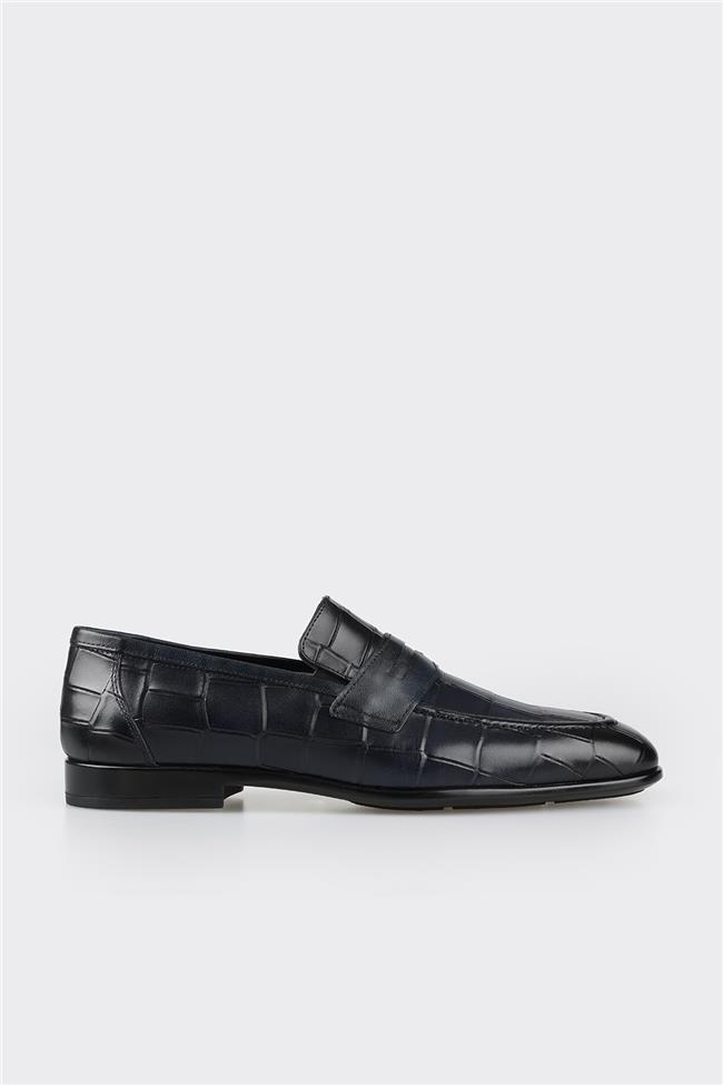 Lacivert Deri Erkek Loafer