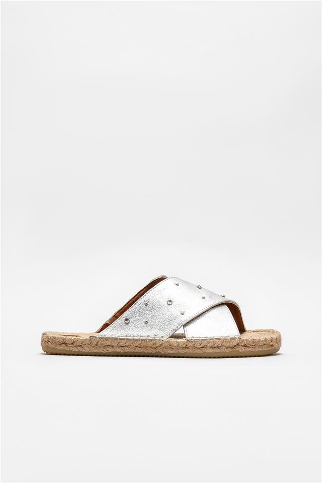 Lame Deri Kadın Espadril