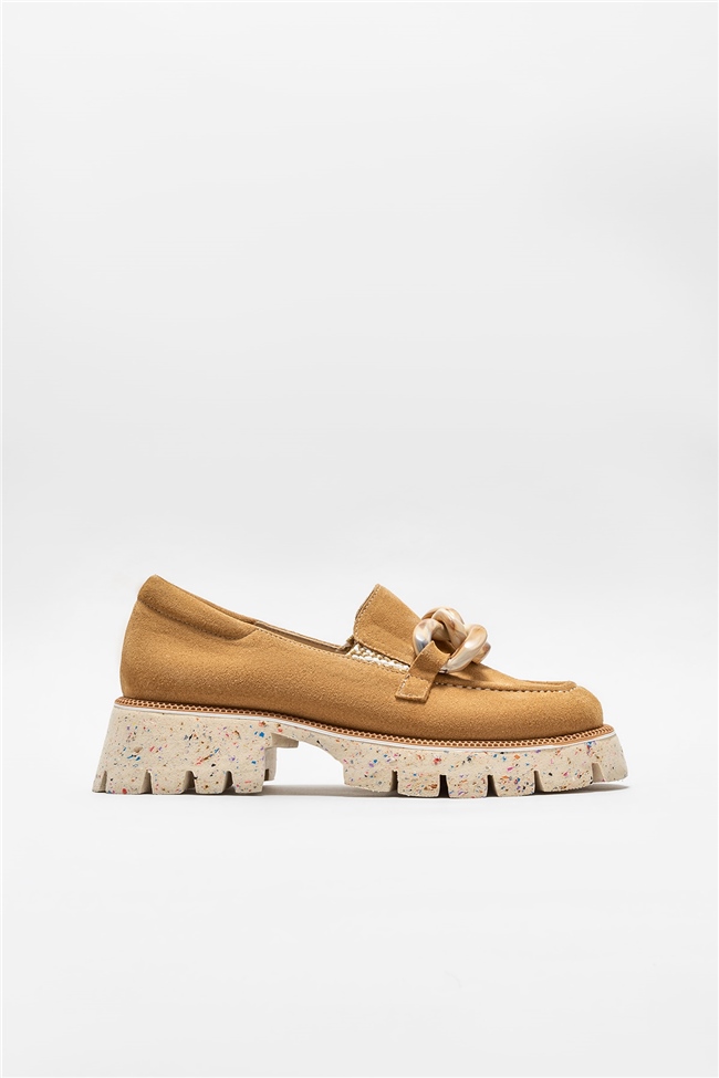 Naturel Deri Kadın Loafer