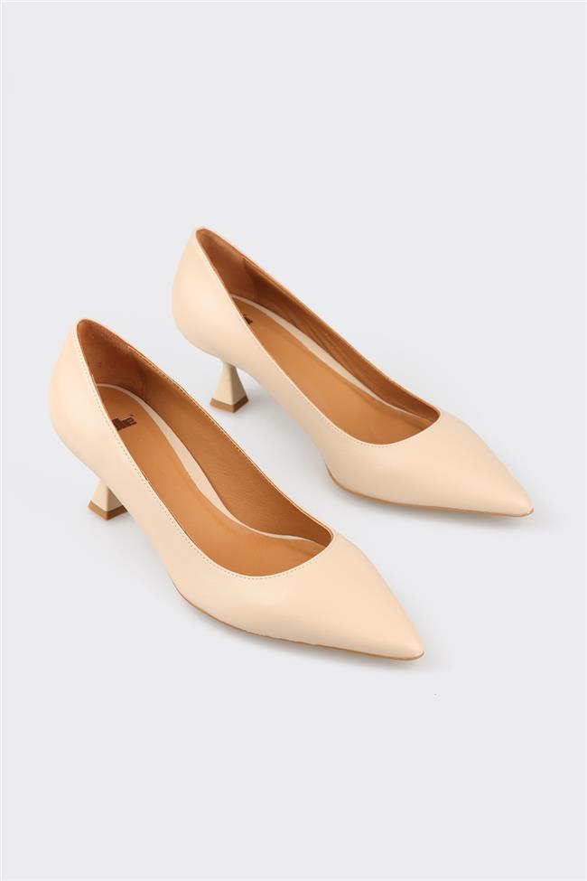 Naturel Deri Kadın Stiletto