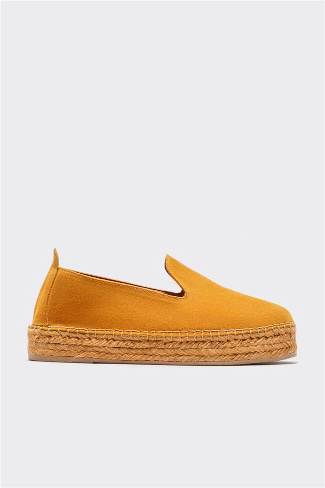 Sarı Deri Kadın Espadril