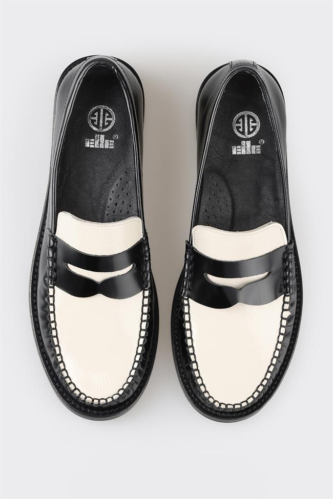 Siyah Deri Kadın Loafer