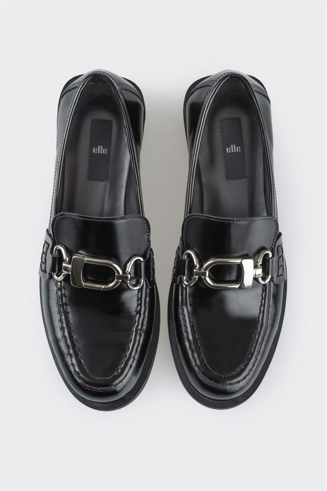 Siyah Deri Kadın Loafer