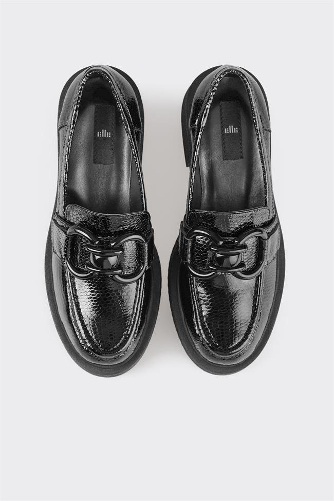 Siyah Deri Kadın Loafer
