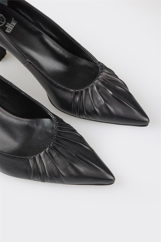 Siyah Deri Kadın Stiletto