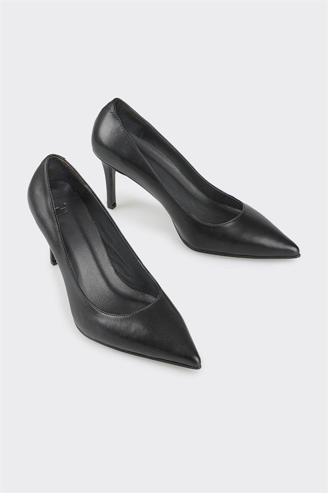 Siyah Deri Kadın Stiletto