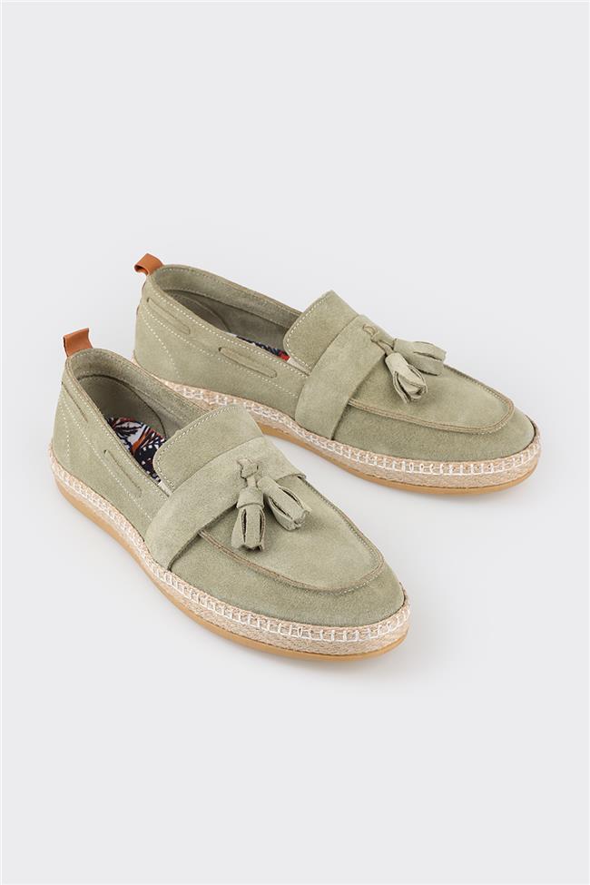 Yeşil Deri Erkek Espadril