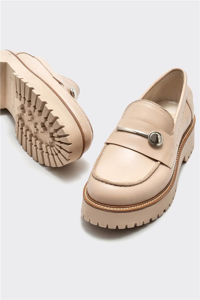 Vizon Deri Kadın Loafer