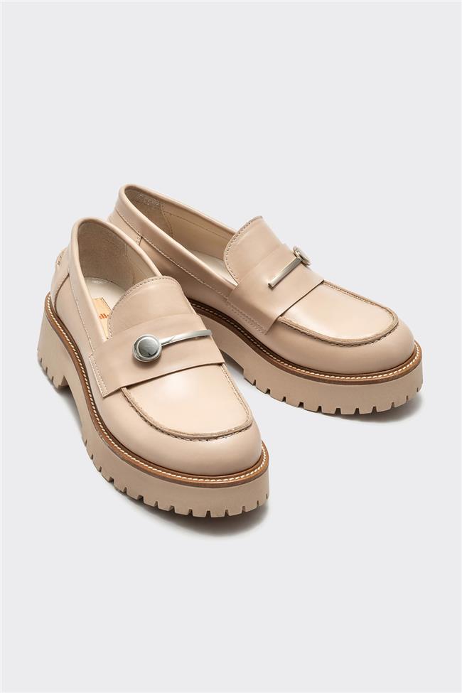 Vizon Deri Kadın Loafer