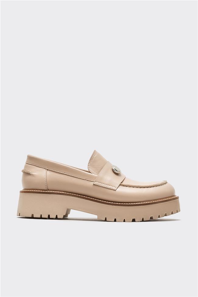 Vizon Deri Kadın Loafer