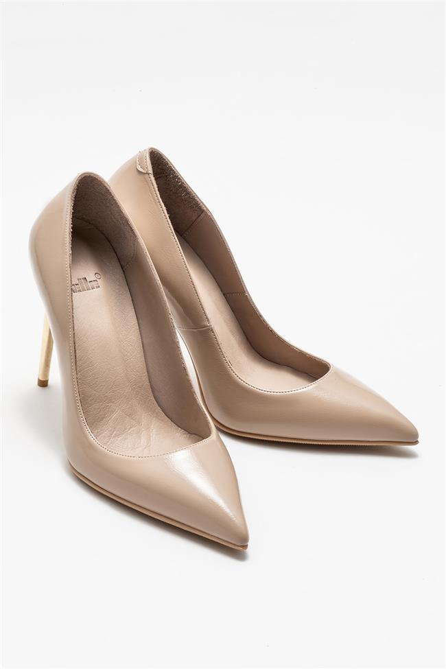 Vizon Deri Kadın Stiletto