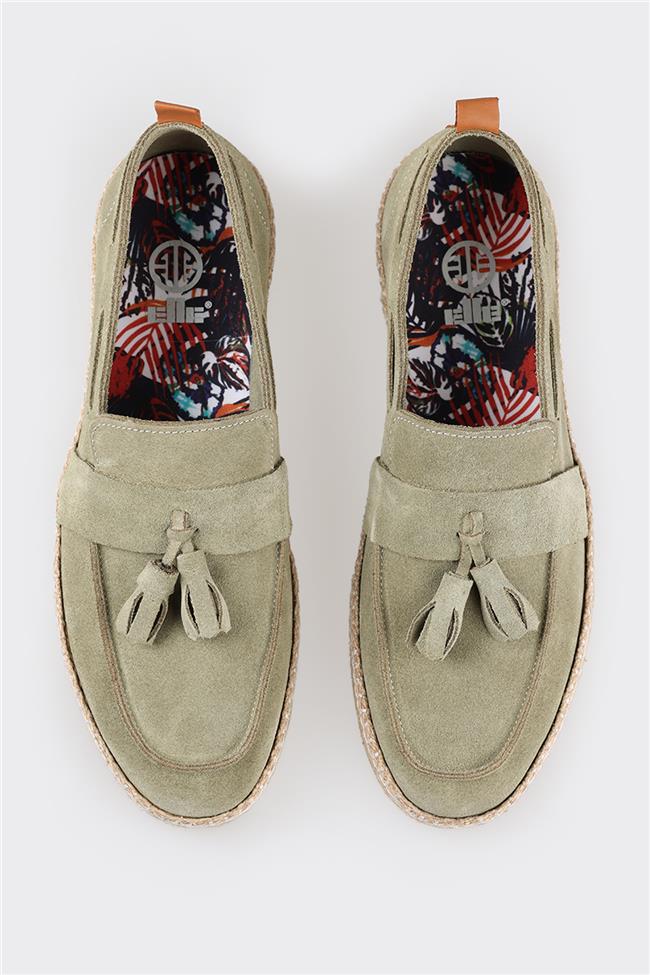 Yeşil Deri Erkek Espadril