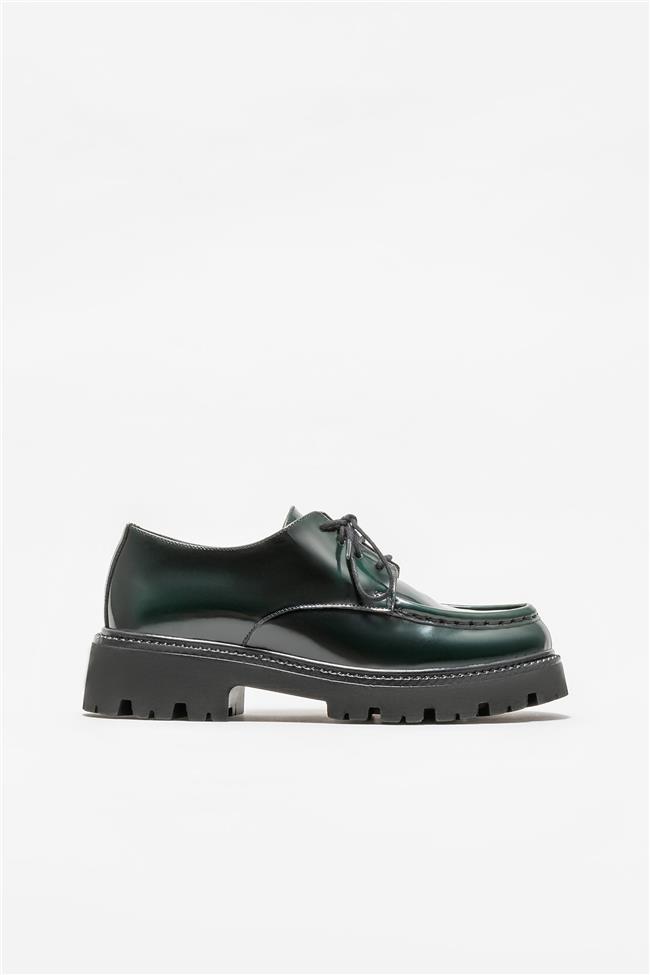 Yeşil Deri Kadın Loafer
