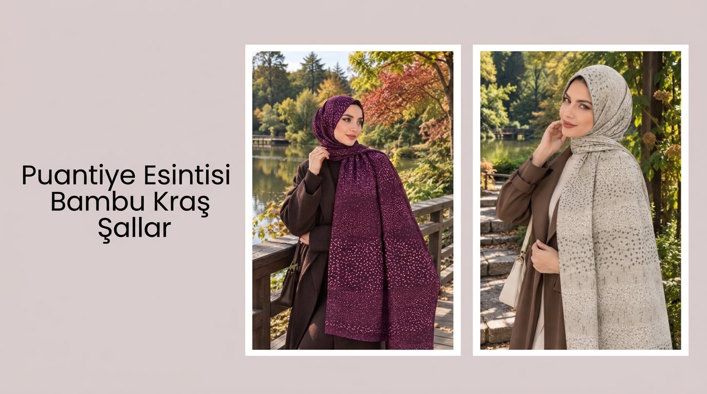 Puantiye Esintisi Bambu Kraş Şallar