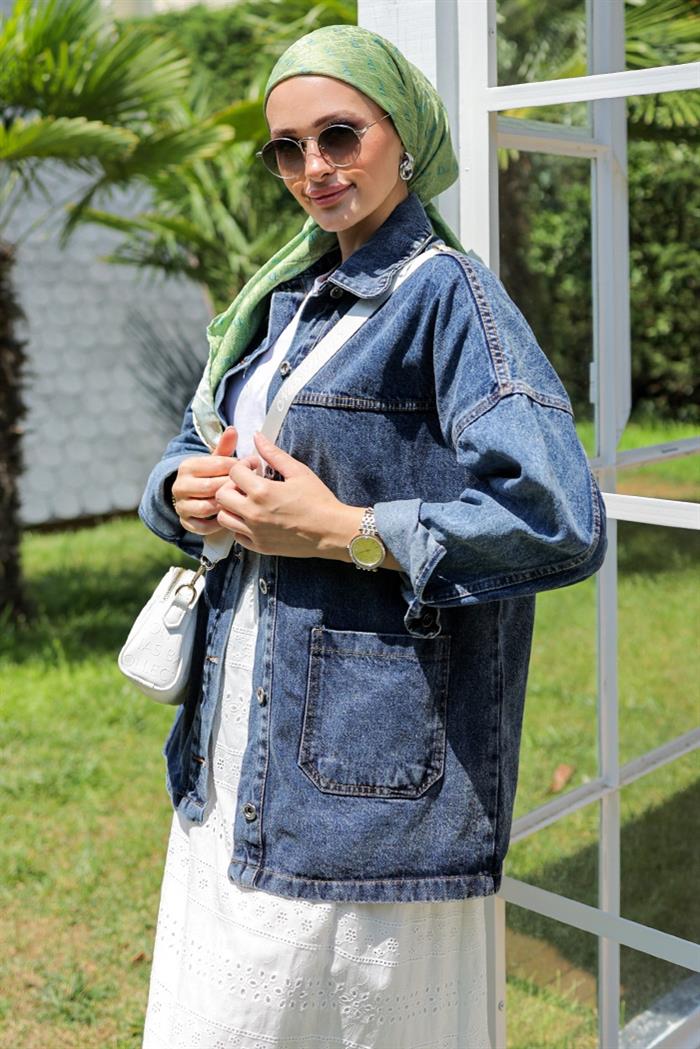 sehiro様　lookカバー Oversize Kot Ceket 983 - Koyu Mavi