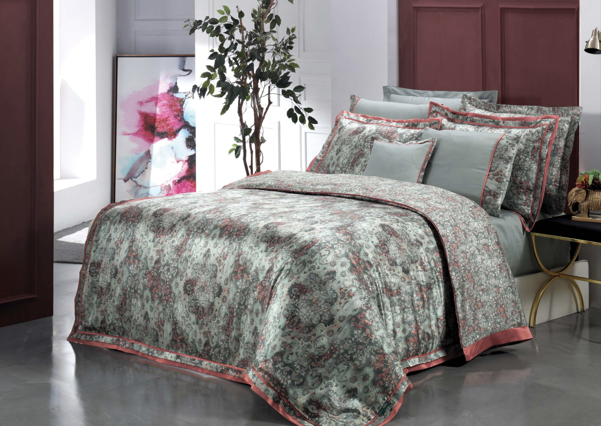 IKARUS Шелк Комплект постельного белья хлопк-сатин , .LİLA