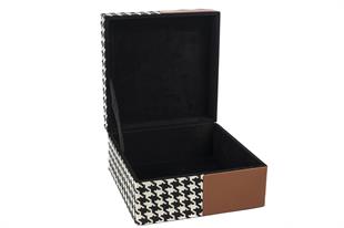 Kahve Deri Takı Kutusu 22x22x11cm