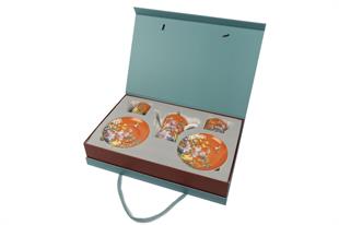 Garden Turuncu 2li Duble Kahve Seti ve Demlik 200CC