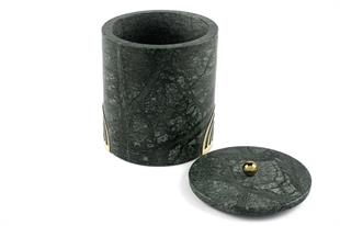 Gold Demir Büyük Yeşil Mermer Kavanoz 13x13x16cm