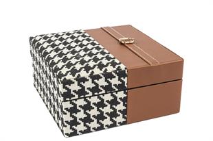 Kahve Deri Takı Kutusu 17x17x8cm