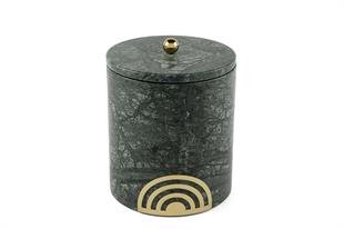 Gold Demir Büyük Yeşil Mermer Kavanoz 13x13x16cm