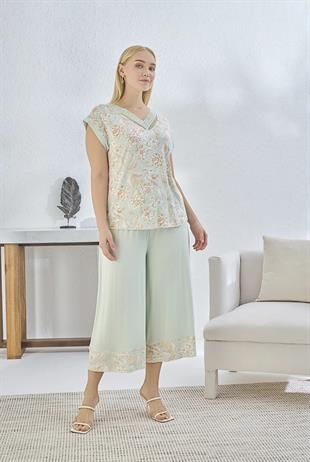 14474 ЖЕНСКАЯ ПИЖАМА С КАПРИ ОВЕРСАЙЗ