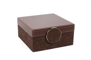 Bordo Desenli Kare Kutu 23x23x11cm