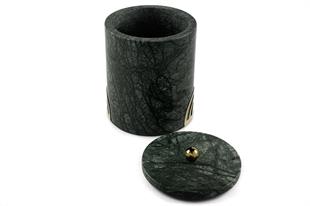 Gold Demir Küçük Yeşil Mermer Kavanoz 10x10x12cm