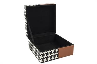 Kahve Deri Takı Kutusu 17x17x8cm