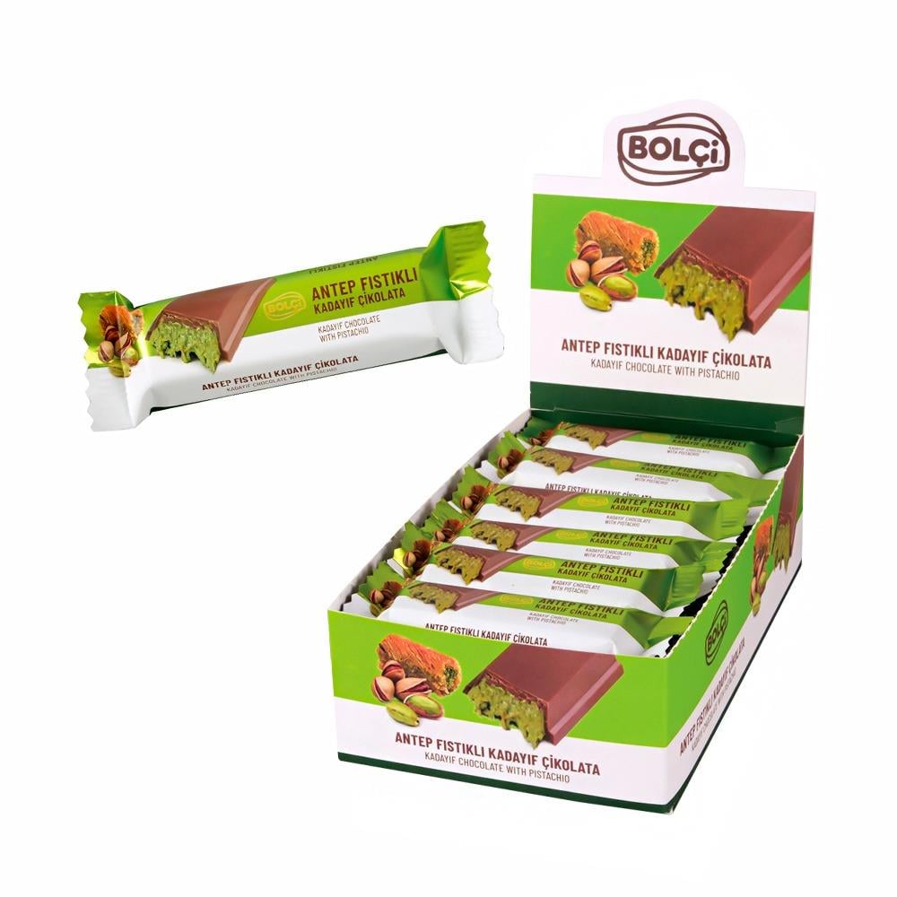 Atıştırmalık Çikolata-Sütlü Fıstıklı Kadayıf Dolgulu 30 Gr 24'lü